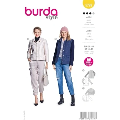 Abbildung von burda style Schnittmuster Damen Jacke in 2 Varianten Gr. 36 46