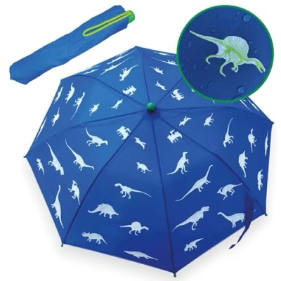 Abbildung von HECKBO Kinder Magic Regenschirm Meerjungfrau wechselt bei Regen die Farbe Mädchen Faltregenschirm: passt in jeden Schulranzen mit Reflektorstreifen Holzgriff, Schutzkappen &amp; Schutzhülle