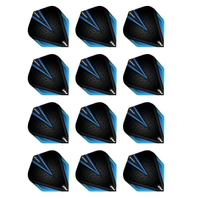 Abbildung von RED DRAGON Hardcore Radical Schwarz und Blau Extra Dicke Standard Dart Flights 4 Sätze pro Packung (12 insgesamt)