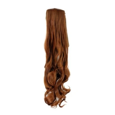 Abbildung von WIG ME UP YZF 1094HT 30 Haarteil Zopf Rot Braun wellig 63cm mit Band/Bändchen und Klammer befestigt