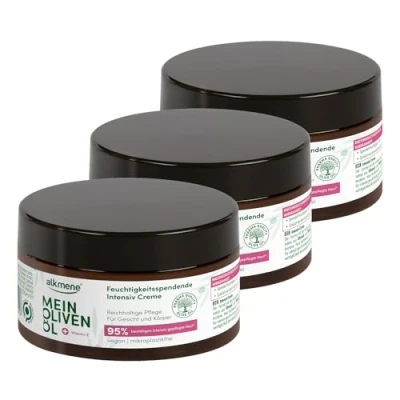 Abbildung von alkmene 3x intensiv Hautcreme trockene Haut 200 ml 95% bestätigen gepflegte Creme mit Olivenöl Feuchtigkeitscreme Körper Männer &amp; Frauen Feuchtigkeit vegan