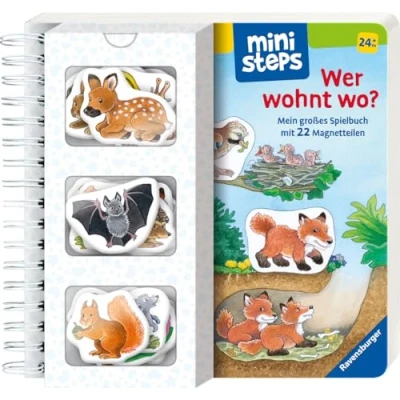 Abbildung von ministeps: Wer wohnt wo?: Mein großes Spielbuch mit 22 Magnetteilen.Ab 24 Monaten