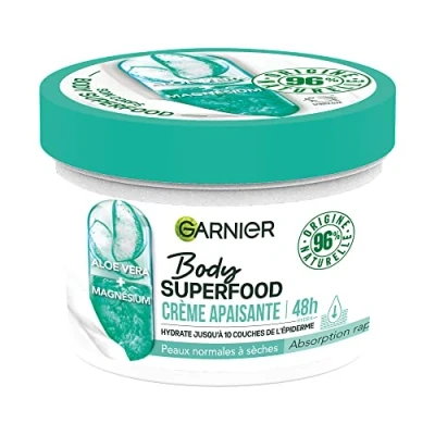 Abbildung von Garnier Body Superfood Beruhigende Körperpflegecreme 48h Flüssigkeitszufuhr Vegane und zu 96% natürliche Formel Mit Aloe Vera Magnesium Für normale bis trockene Haut 380 ml