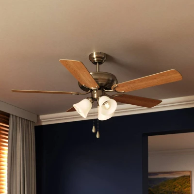 Abbildung von EGLO LED Deckenleuchte »LAS PALMAS Deckenventilator«, 3 flammig, Leuchtmittel E27 wechselbar, Deckenlampe, Ventilator mit Licht, Zugkette, Wendeflügel, Ø 132cm