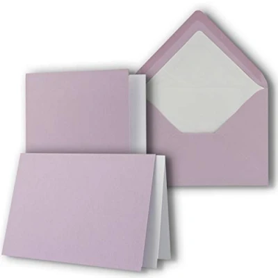 Abbildung von 10 x Kartenpaket mit gefütterten Brief Umschlägen und Einleger gerippt DIN A6/C6 Orchidee 10,5 14,8 cm Nassklebung NEUSER PAPIER