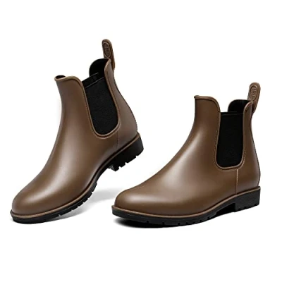 Abbildung von DREAM PAIRS Stiefel Damen Gummistiefel Halbhoch Chelsea Boots,Size 39,Braun,SDRB2201W E