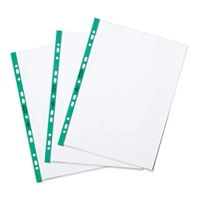 Abbildung von Durable Prospekthülle A4, oben offen, glasklar, 90my, transparent mit grünem Lochrand, 100 Stück, 999111325