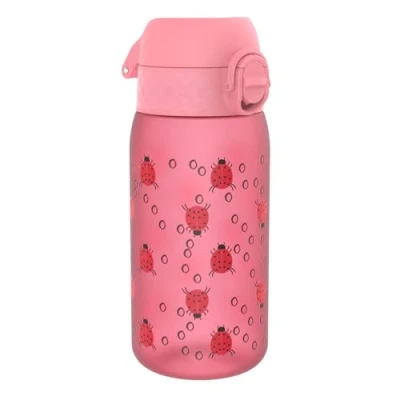 Abbildung von ION8 Kinder Trinkflasche, 350ml, Auslaufsicher, Einhandöffnung, Sichere Verriegelung, Spülmaschinenfest, BPA frei, Tragegriff, Klappdeckel, Leicht zu Reinigen, Klimaneutral, Marienkäfer Design