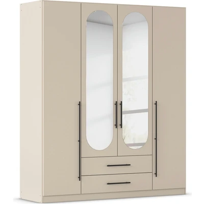 Abbildung von OTTO home Kleiderschrank "Schlafzimmer Schrank Garderobe RONDO Breiten 136/181/226/271 cm" 3 verschiedene Ausstattungen BASIC/CLASSIC/PREMIUM (inkl. SOFT-CLOSE), elegante ovale Spiegelelemente Metallgriffe IN Schwarz MADE GERMANY