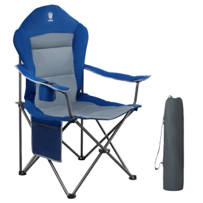 Abbildung von EVER ADVANCED Luxus Campingstuhl Faltbar 160 KG Belastbar Ultragroß mit Hochlehner Bequem Gepolster Klappstuhl Camping Garten Balkon Strand, Stuhl Sessel Gartenstuhl Anglerstuhl