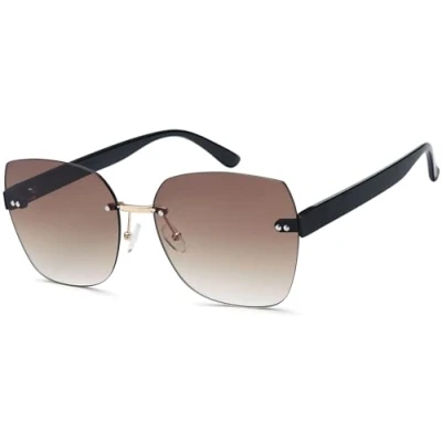 Abbildung von styleBREAKER Damen Sonnenbrille Rahmenlos mit getönten Rechteckigen Polycarbonat Gläsern, Kunststoff Bügeln 09020145, Farbe:Gestell Schwarz/Glas Braun Verlauf