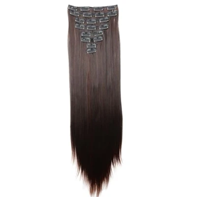 Abbildung von CAISHA XXL 60cm 8 Teile Set CLIP IN EXTENSIONS Haarverlängerung Haarteil Glatt Dunkelbraun Mix CES23