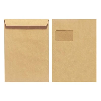 Abbildung von Herlitz Versandtasche C4 90 g Nassklebend mit Fenster, Recyclingpapier, blauer Engel, 10 er Packung, eingeschweißt, braun