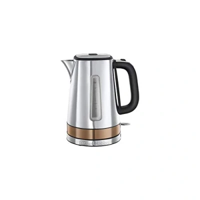 Abbildung von Russell Hobbs Wasserkocher [1,7l, 2400W] Luna Edelstahl Kupfer (Schnellkochfunktion, herausnehmbarer Kalkfilter, außenliegende Wasserstandsanzeige, autom. Deckelöffnung) Teekocher 24280 70