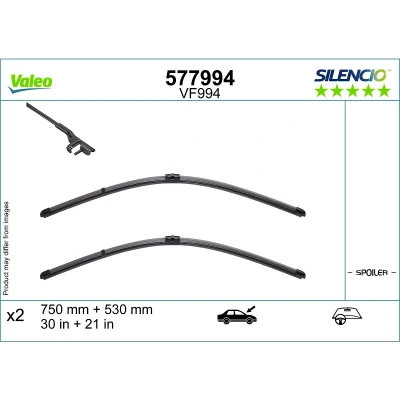 Abbildung von Scheibenwischer Valeo 577994 vorne Flachbalkenwischblatt BMW: