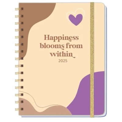 Abbildung von Happiness blooms from within Spiral Kalenderbuch A5 2025: Taschenkalender 2025 mit Spiralbindung und viel Platz für Termine. Praktischer ... Stickerbögen. (Kalenderbücher Heye)