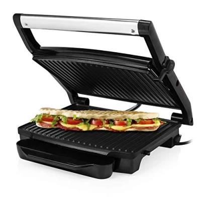 Abbildung von Princess Kontaktgrill Panini Grill mit Edelstahlasuführung, 2000 Watt, 0,75m Kabellänge, 30x24cm Grillfläche, antihaftbeschichtet, 112415