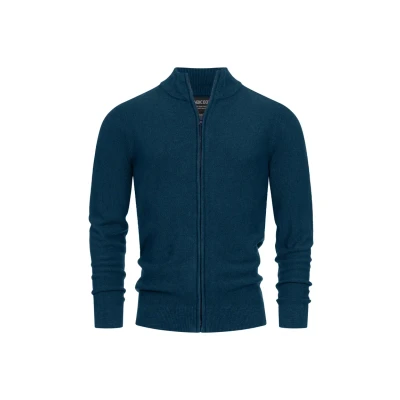Abbildung von Indicode Herren INWestmoon Strickjacke mit Stehkragen Fein Strick Cardigan aus 100% Baumwolle Navy S