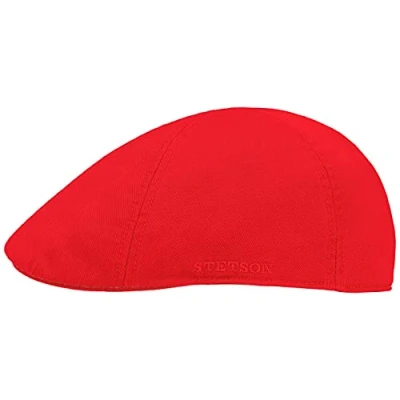 Abbildung von Stetson Texas Cotton Flatcap mit UV Schutz 40+ Schirmmütze aus Baumwolle Unifarbene Mütze Frühjahr/Sommer rot L (58 59 cm)