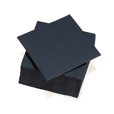 Abbildung von Le Nappage Papierservietten Tex Touch Schwarz FSC® zertifizierte Servietten Recycelbar und biologisch abbaubar Set mit 40 schwarzen im Großformat 38 x cm