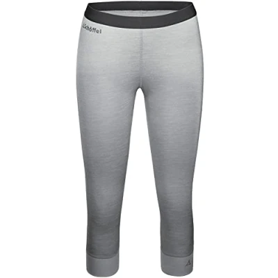 Abbildung von Schöffel Damen Merino Sport Pants short W, temperaturregulierende lange Unterhose, atmungsaktive Thermo Leggings in 3/4 Länge, light grey, S
