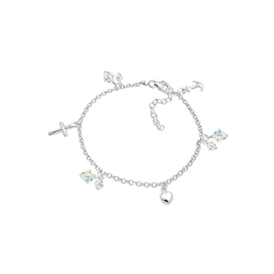 Abbildung von Elli Bettelarmband »Armband Kreuz Herz Anker Kristalle Silber«
