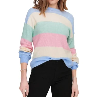 Abbildung von ONLY Onlatia Stripe NOOS Strickpullover, Damen, Größe: Large, Kentucky blue/whitecap/surf