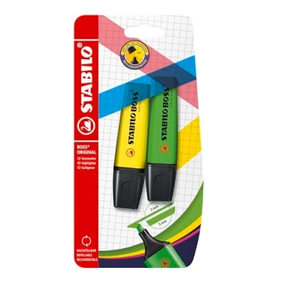 Abbildung von Textmarker STABILO BOSS ORIGINAL 2er Pack gelb, grün