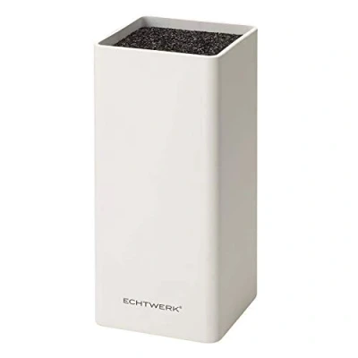 Abbildung von Echtwerk Universal Messerblock Square, Messerhalter, Küchenmesser Organizer, praktischer Messerständer, platzsparende Messeraufbewahrung mit Borsteneinsatz, flexibel bestückbar, weiß, 30 cm