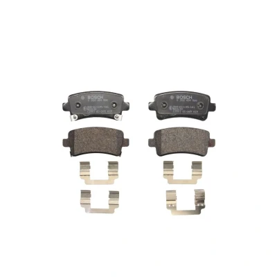 Abbildung von BOSCH 0 986 494 586 Bremsbelagsatz Low Metallic mit akustischer Verschleißwarnung Anti Quietsch Blech, Montageanleitung CHEVROLET: Malibu VIII
