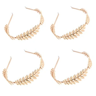 Abbildung von JZK 4 x Römische Göttin Blatt Blattgold Haarreif Haarband Haar Band Braut Krone Leaf Tiara für Hochzeit Weihnachten Geburtstag Abschlussball Party