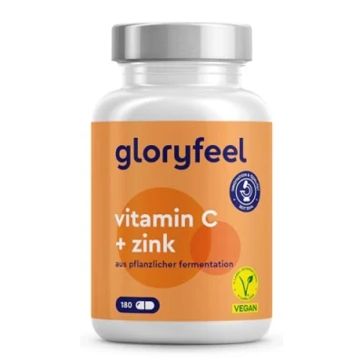 Abbildung von Vitamin C Hochdosiert 1000mg + Zink 20mg 180 Kapseln Pflanzlich fermentiert &amp; gepuffert (pH neutral, säurefrei, magenschonend) Laborgeprüft, vegan ohne Zusätze hergestellt