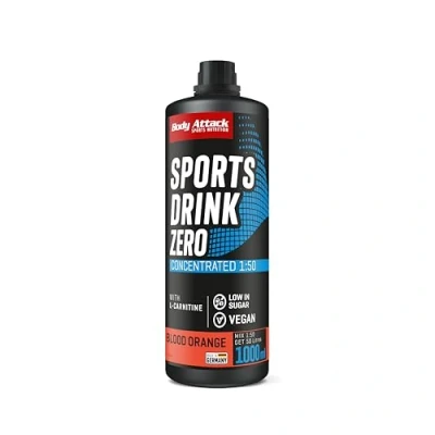 Abbildung von BODY ATTACK ZERO SPORTS Drink Blutorange 1000 ml / 200 Portionen Made in Germany Energy Konzentrat Veganer Sirup zuckerarm, fettarm Für Softdrinks mit Vitaminen &amp; Mineralstoffen