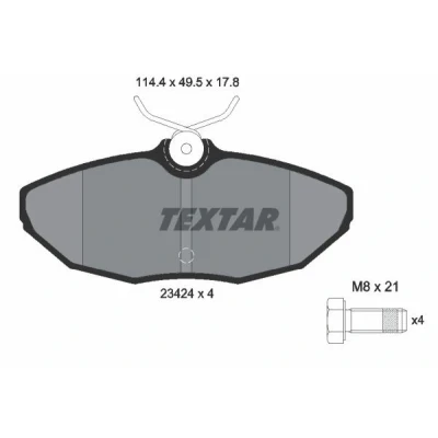 Abbildung von TEXTAR 2342401 Bremsbelagsatz nicht für Verschleißwarnanzeiger vorbereitet mit Bremssattelschrauben Zubehör JAGUAR: XJ Saloon, S Type