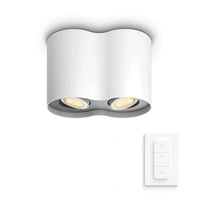 Abbildung von Philips Hue White Ambiance Pillar Spot 2 flg. weiß 2x250lm inkl. Dimmschalter, dimmbar, alle Weißschattierungen, steuerbar via App, kompatibel mit Amazon Alexa (Echo, Echo Dot)
