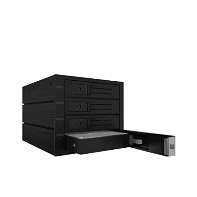 Abbildung von ICY BOX Wechselrahmen Backplane für Festplatten, 4x 3,5 Zoll in 3x 5,25 Schacht, SATA, Lüfter, Metall, Schwarz