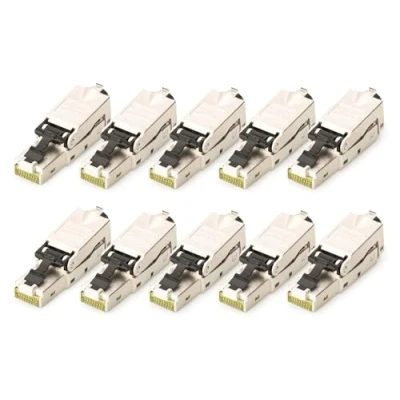Abbildung von DIGITUS DN 93631 Netzwerkstecker Cat 6A 10 Stück 360 Geschirmt RJ45 Feldstecker Cat6A Montage Werkzeuglos 500 MHz 10GBase T Gbit/s AWG 27/7 bis 22/1