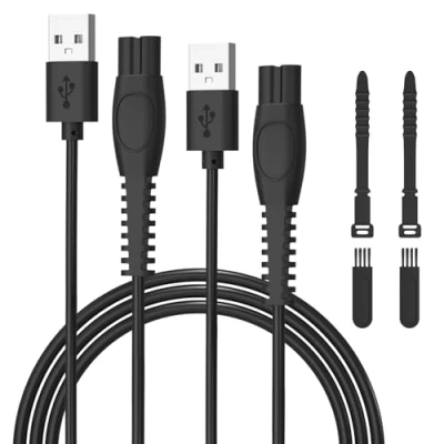 Abbildung von 5V Netzteil Ladekabel für Philips Norelco Rasierer One Blade 360 QP2724 QP2834 MG5910 QP4530 QP4631 MG7910 MG9510 S7887, USB OneBlade Kabel [2 Pack ]