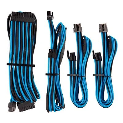 Abbildung von Corsair Premium Sleeved Netzteil Starter Kabel Set Typ4 (Generation 4 Serie) Blau/Schwarz