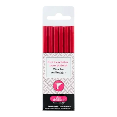Abbildung von J.Herbin 35820T Packung mit 6 Wachsstangen für Pistole, ideal Bastelprojekte und Scrapbooking, weich, 1 Pack, rot