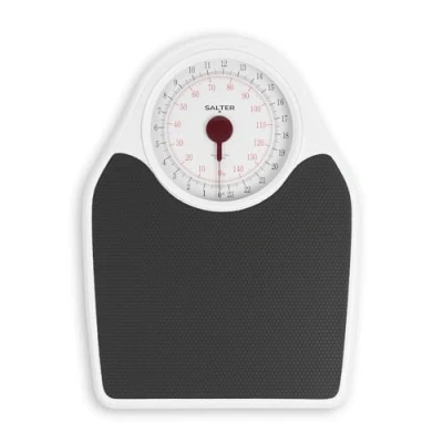 Abbildung von Salter 145 BKDR Mechanische Badzimmerwaage 150kg Analog Doktor Waage, Leicht Lesbar Große Anzeige, Antirutsch Vinyl Matte Plattform, Batterie Frei, Genaues Wiegen kg/st/lbs, Zeitlosen Retro Design