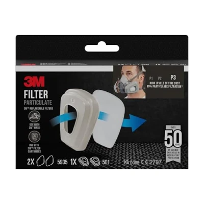Abbildung von 3M Partikelfilter 5935PRO2 Feinstaubfilter mit Schutzstufe P3 für Feinstaubmasken &amp; Gasfilter 1 Paar Filter innovativer Filtertechnologie, Mittel
