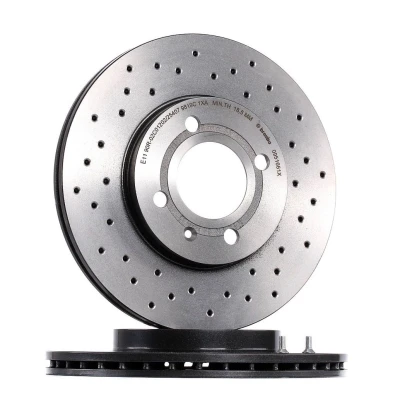 Abbildung von BREMBO XTRA LINE 09.5166.1X Bremsscheibe 256 20 4 gelocht/innenbel. beschichtet mit Schrauben VOLKSWAGEN: Corrado, Golf 3 Variant, Cabrio
