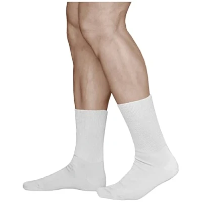 Abbildung von vitsocks Herren Diabetikersocken extra weit ohne Gummi Bund (3x PACK) geschwollene Füße, Baumwolle, 41 43 46 47 50, Weiß, 44
