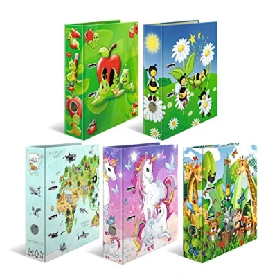 Abbildung von HERMA Ordner A4 Kindermotive Set, 10 Stück, 7 cm breit, Ringordner mit Kindergarten Motiv, bunter Aktenordner Innendruck für Jungen, Mädchen und Kinder