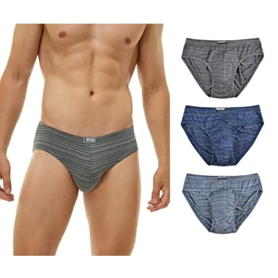 Abbildung von KNITLORD Bambus Herren Slips, weich, leicht, niedrig sitzend, Multipack Unterhosen Männer Slip, 3er Pack Mehrfarbig X Large