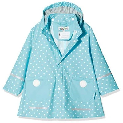 Abbildung von Playshoes Regenjacke Unisex Kinder Wind und wasserdicht Regenmantel Regenbekleidung, türkis Punkte, 116