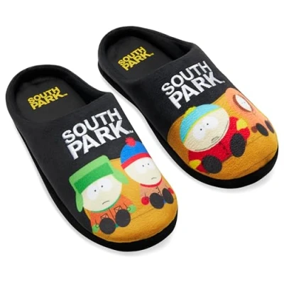 Abbildung von South Park Hausschuhe Herren, rutschfeste Pantoffeln Geschenke für Männer (Schwarz/Multi,46EU)