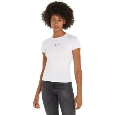 Abbildung von Tommy Jeans SLIM Essential LOGO Tshirt basic, Damen, Größe: 32, White
