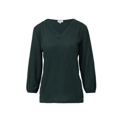 Abbildung von s.Oliver À COL EN V ET Manches 3/4 Langarmshirt, Damen, Größe: 32, Tannengrün